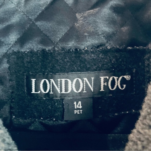 LONDON FOG Sz 14P Wool Blend Quilted Lining Colour Block Button Closure Pea Coat - Picture 4 of 15